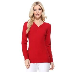 NWT Open Edit Candy Apple Red Rib Crop V-Neck Sweater Size 3X